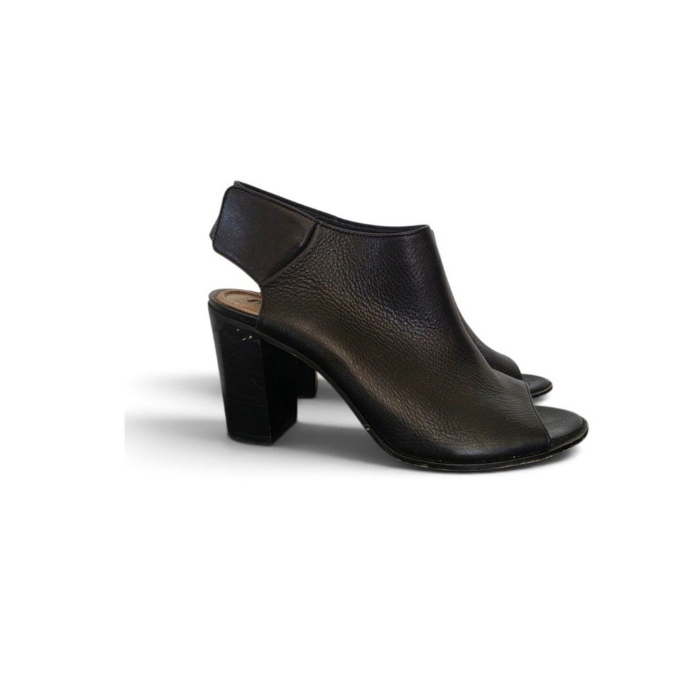 Donna Piu Black Leather Minimalist Old Money Heels Sandals Shoes sz 39 US 8.5